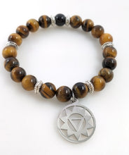 Cargar imagen en el visor de la galería, Pulsera de ojo de tigre con piedra auténtica para el chakra del plexo solar
